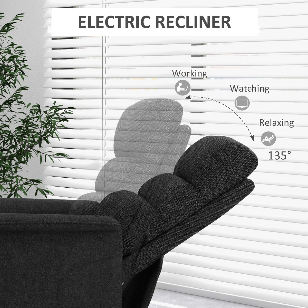 Fauteuil releveur électrique HOMCOM pour personnes âgées, montage facile, tissu releveur avec télécommande, poches latérales pour le salon