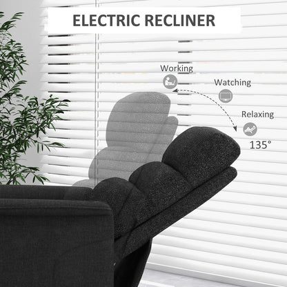 Fauteuil releveur électrique HOMCOM pour personnes âgées, montage facile, tissu releveur avec télécommande, poches latérales pour le salon