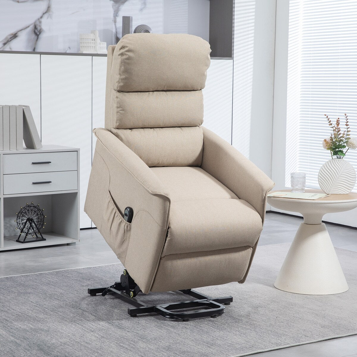 Fauteuil releveur électrique HOMCOM pour personnes âgées, montage facile, tissu releveur avec télécommande