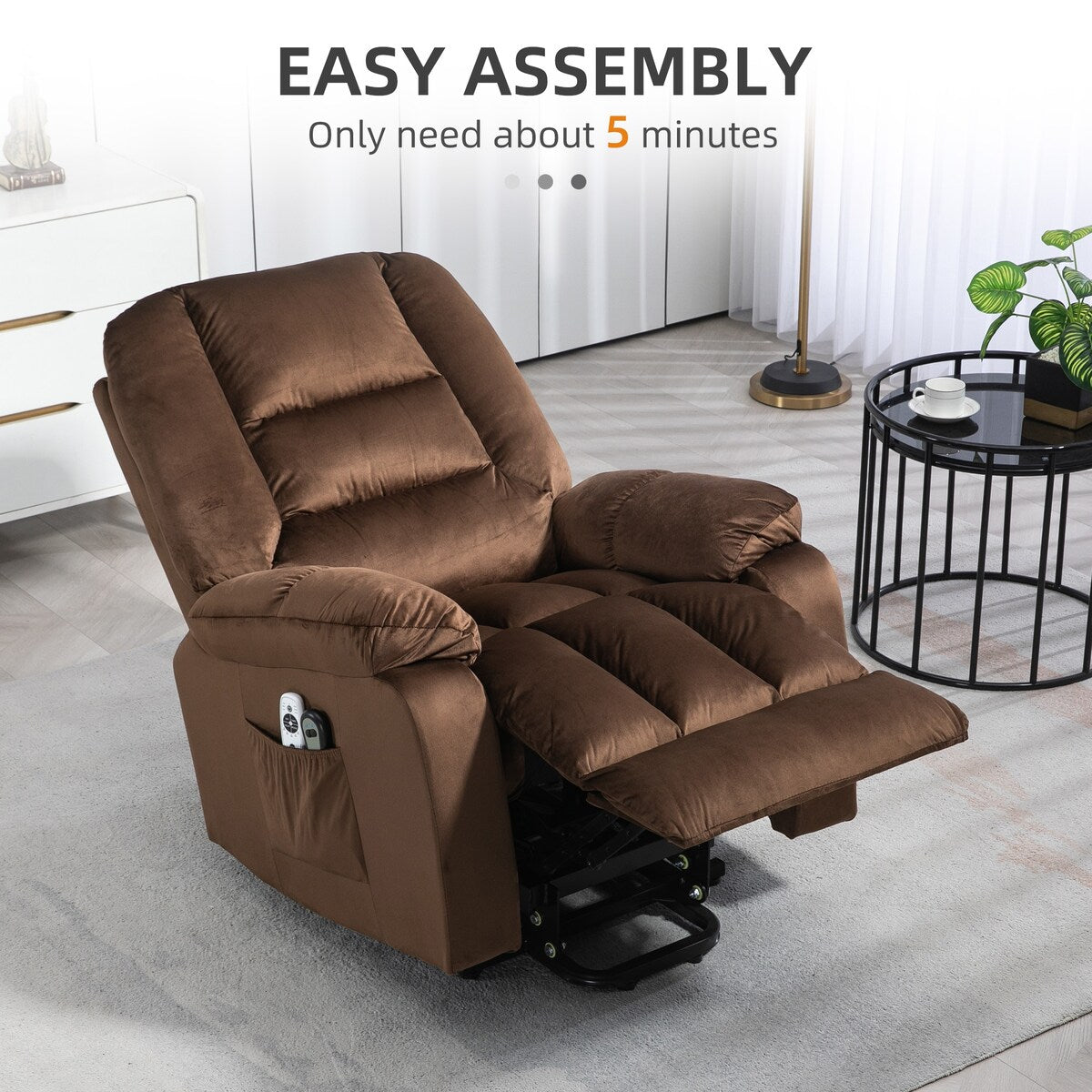 Fauteuil inclinable releveur électrique HOMCOM, fauteuil de massage ergonomique avec 4 positions et chauffage