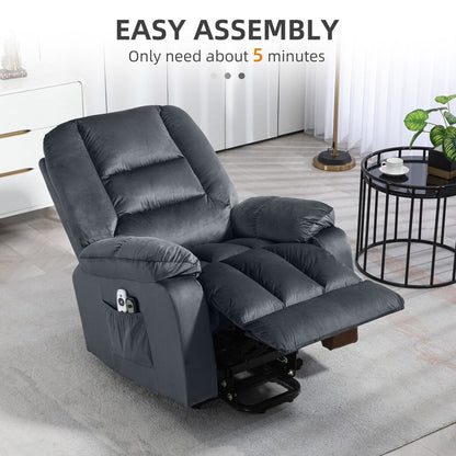 Fauteuil inclinable releveur électrique HOMCOM, fauteuil de massage ergonomique avec 4 positions et chauffage