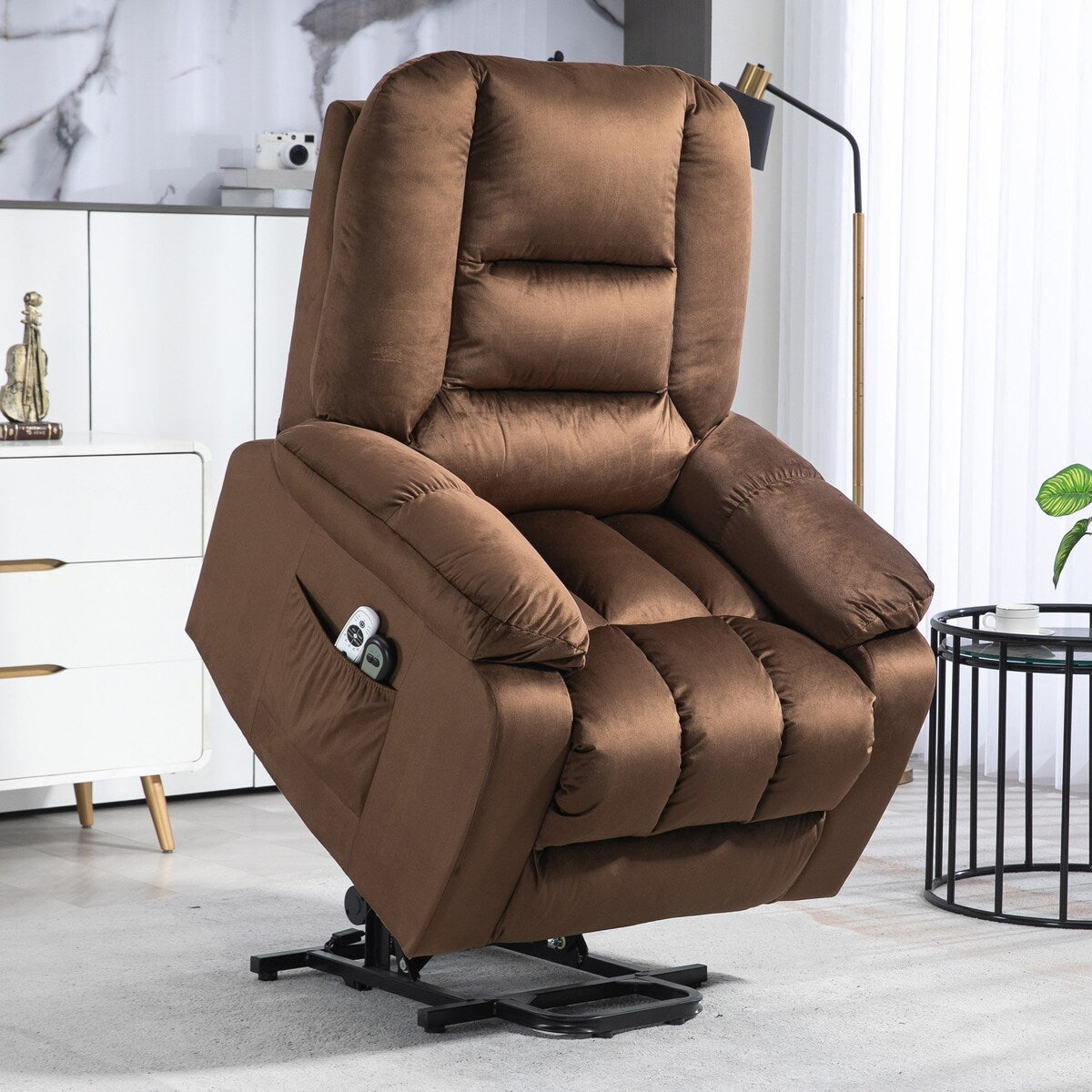Fauteuil inclinable releveur électrique HOMCOM, fauteuil de massage ergonomique avec 4 positions et chauffage