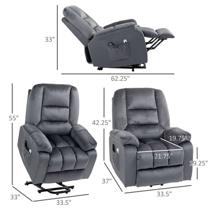 Fauteuil inclinable releveur électrique HOMCOM, fauteuil de massage ergonomique avec 4 positions et chauffage