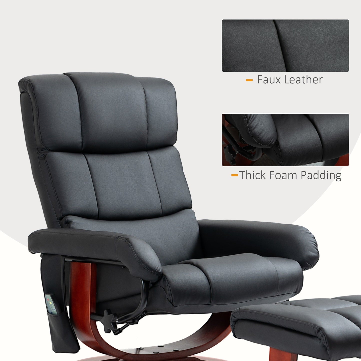 Fauteuil inclinable électrique en similicuir avec repose-pieds HOMCOM