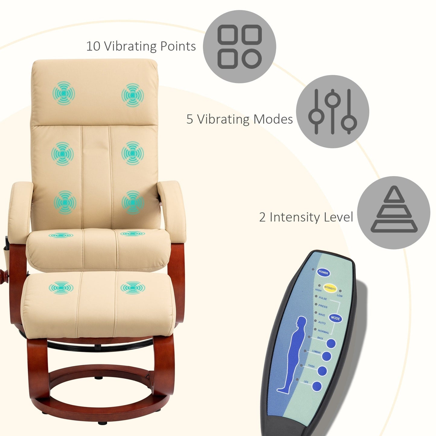 Fauteuil inclinable électrique en similicuir avec repose-pieds HOMCOM
