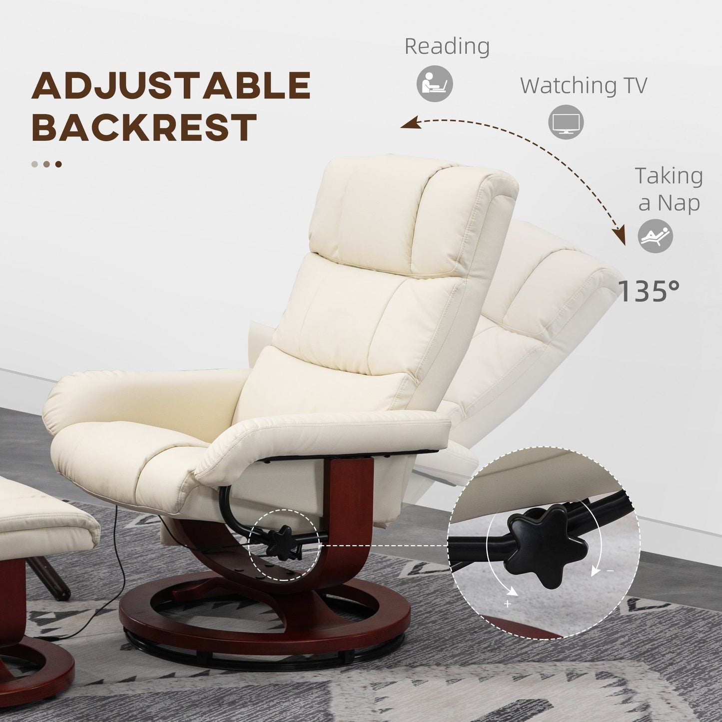 Fauteuil inclinable électrique en similicuir avec repose-pieds HOMCOM