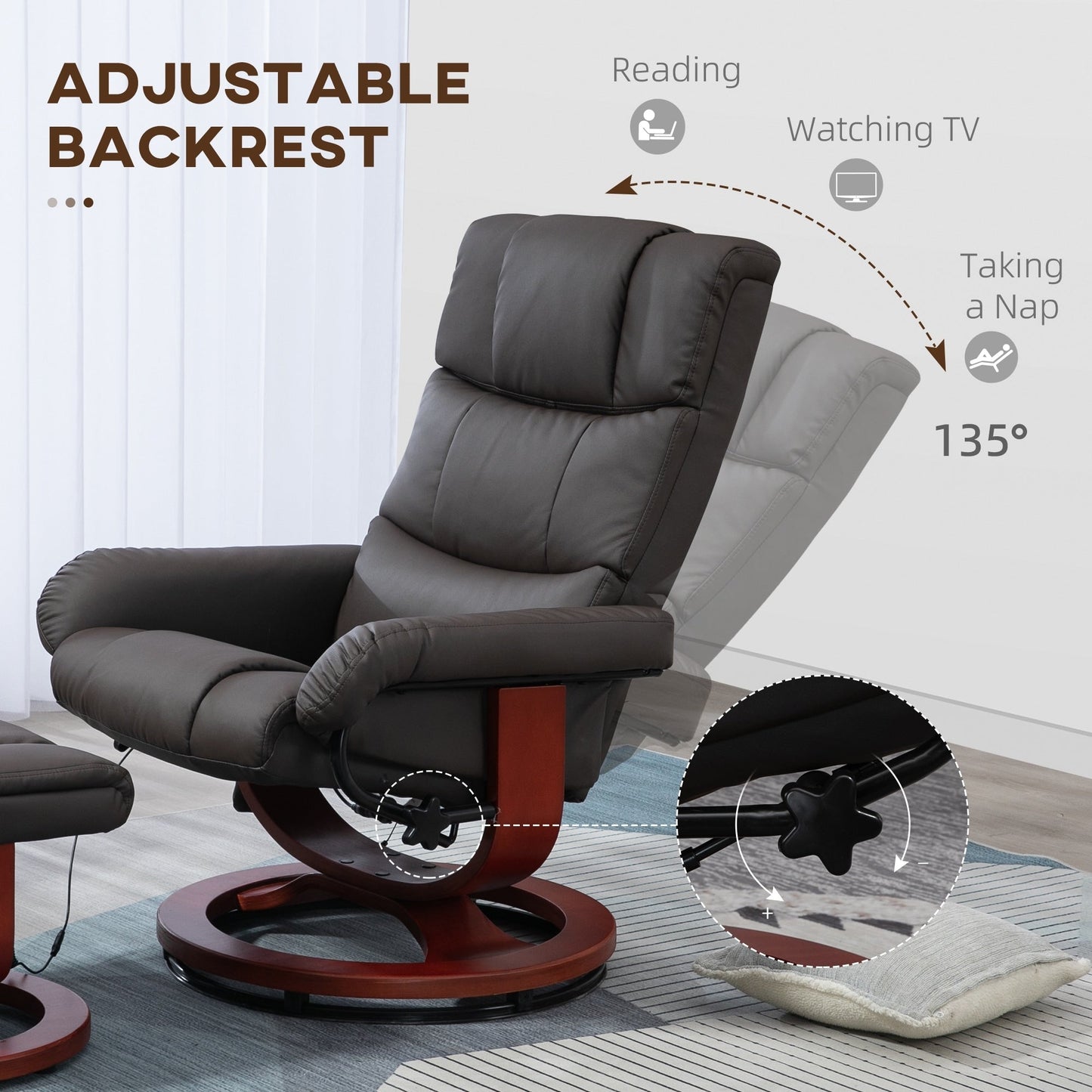 Fauteuil inclinable électrique en similicuir avec repose-pieds HOMCOM