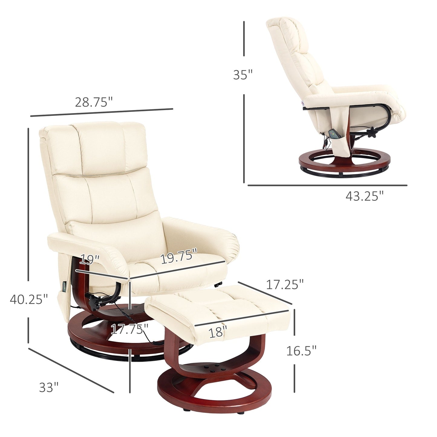 Fauteuil inclinable électrique en similicuir avec repose-pieds HOMCOM