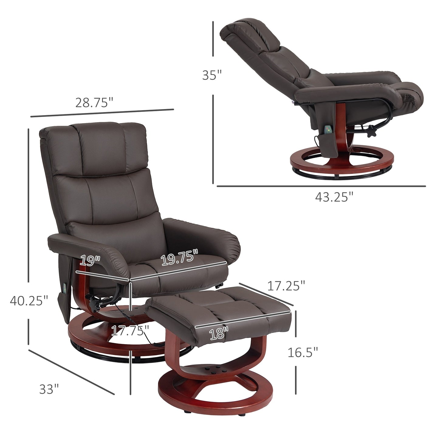 Fauteuil inclinable électrique en similicuir avec repose-pieds HOMCOM