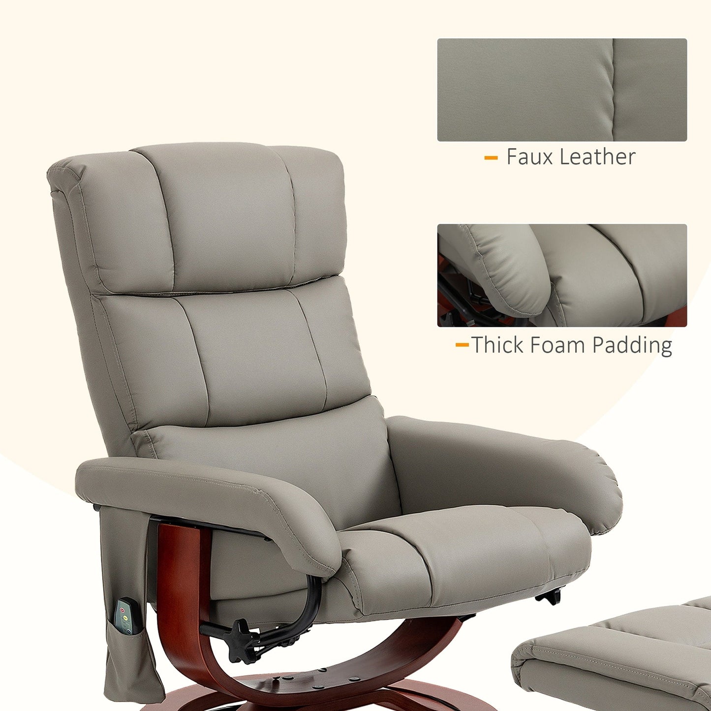 Fauteuil inclinable électrique en similicuir avec repose-pieds HOMCOM