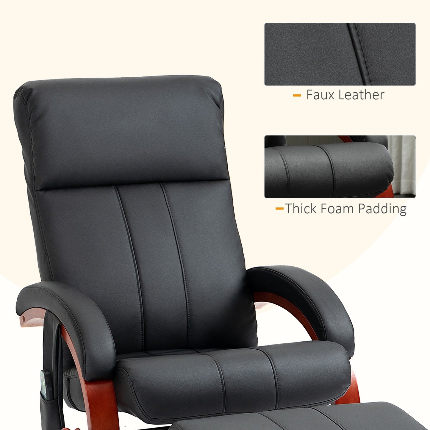 Fauteuil inclinable électrique en similicuir avec repose-pieds HOMCOM