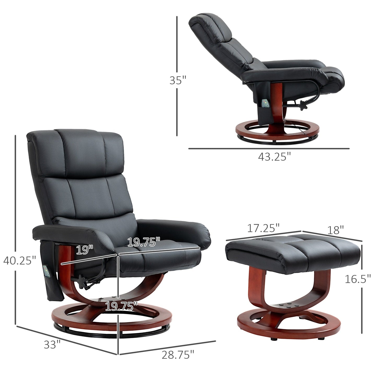 Fauteuil inclinable électrique en similicuir avec repose-pieds HOMCOM