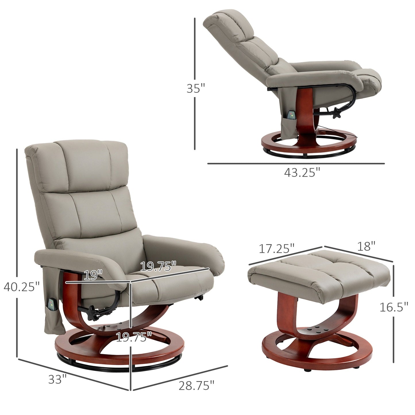 Fauteuil inclinable électrique en similicuir avec repose-pieds HOMCOM