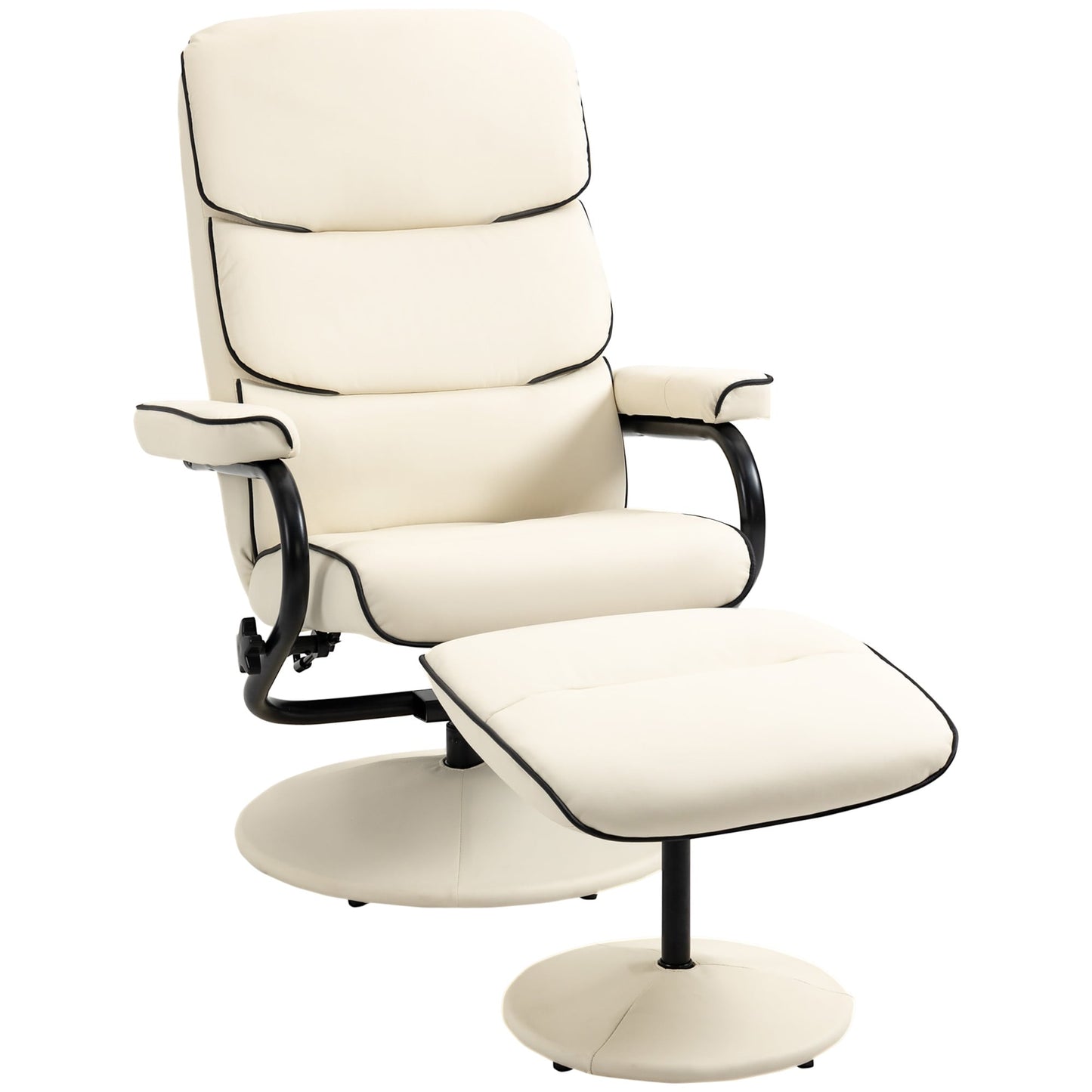 Fauteuil inclinable HOMCOM avec repose-pieds, pivotant en similicuir, dossier haut, repose-pieds, dossier réglable à 135°