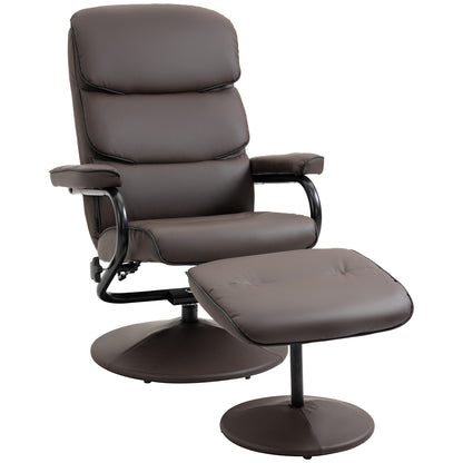 Fauteuil inclinable HOMCOM avec repose-pieds, pivotant en similicuir, dossier haut, repose-pieds, dossier réglable à 135°