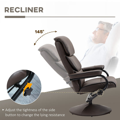 Fauteuil inclinable HOMCOM avec repose-pieds, pivotant en similicuir, dossier haut, repose-pieds, dossier réglable à 135°