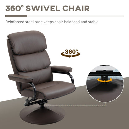 Fauteuil inclinable HOMCOM avec repose-pieds, pivotant en similicuir, dossier haut, repose-pieds, dossier réglable à 135°