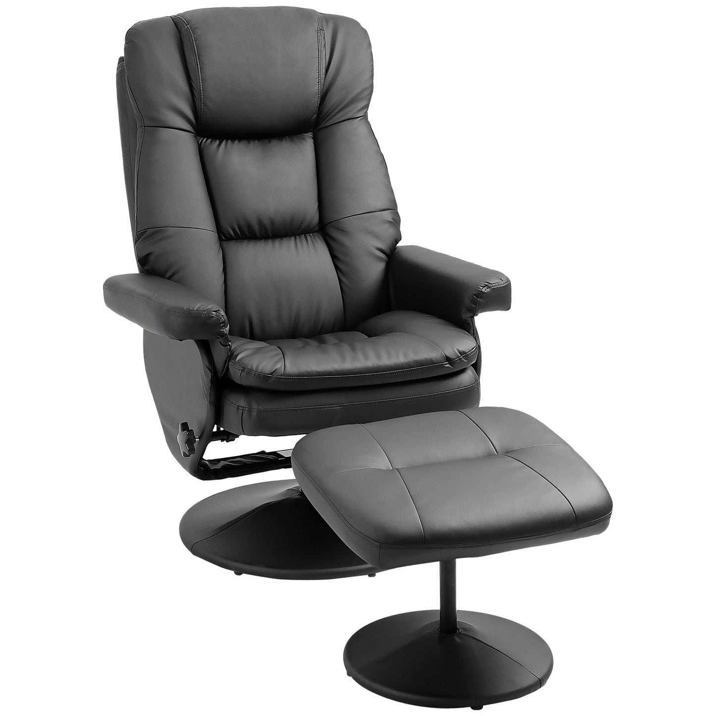 Fauteuil inclinable et ottoman HOMCOM avec base enveloppée, fauteuil inclinable pivotant en similicuir avec repose-pieds pour salon