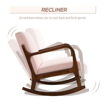 Fauteuil à bascule HOMCOM avec base en bois courbé, fauteuil à bascule en tissu avec assise rembourrée Meubles de maison Chambre Salon Détente