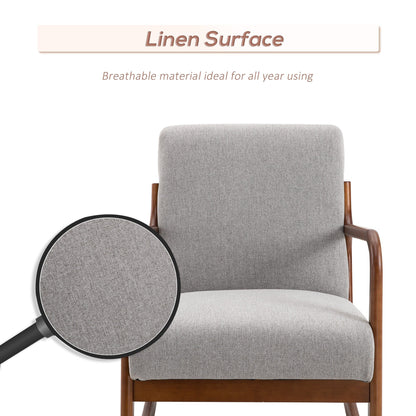 Fauteuil à bascule HOMCOM avec base en bois courbé, fauteuil à bascule en tissu avec assise rembourrée Meubles de maison Chambre Salon Détente