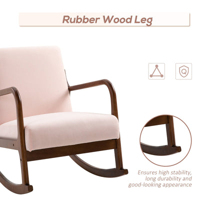 Fauteuil à bascule HOMCOM avec base en bois courbé, fauteuil à bascule en tissu avec assise rembourrée Meubles de maison Chambre Salon Détente