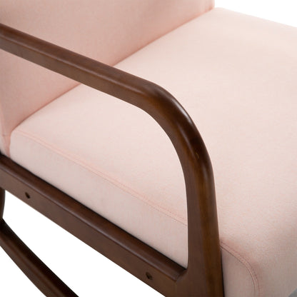 Fauteuil à bascule HOMCOM avec base en bois courbé, fauteuil à bascule en tissu avec assise rembourrée Meubles de maison Chambre Salon Détente