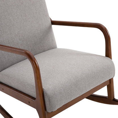 Fauteuil à bascule HOMCOM avec base en bois courbé, fauteuil à bascule en tissu avec assise rembourrée Meubles de maison Chambre Salon Détente