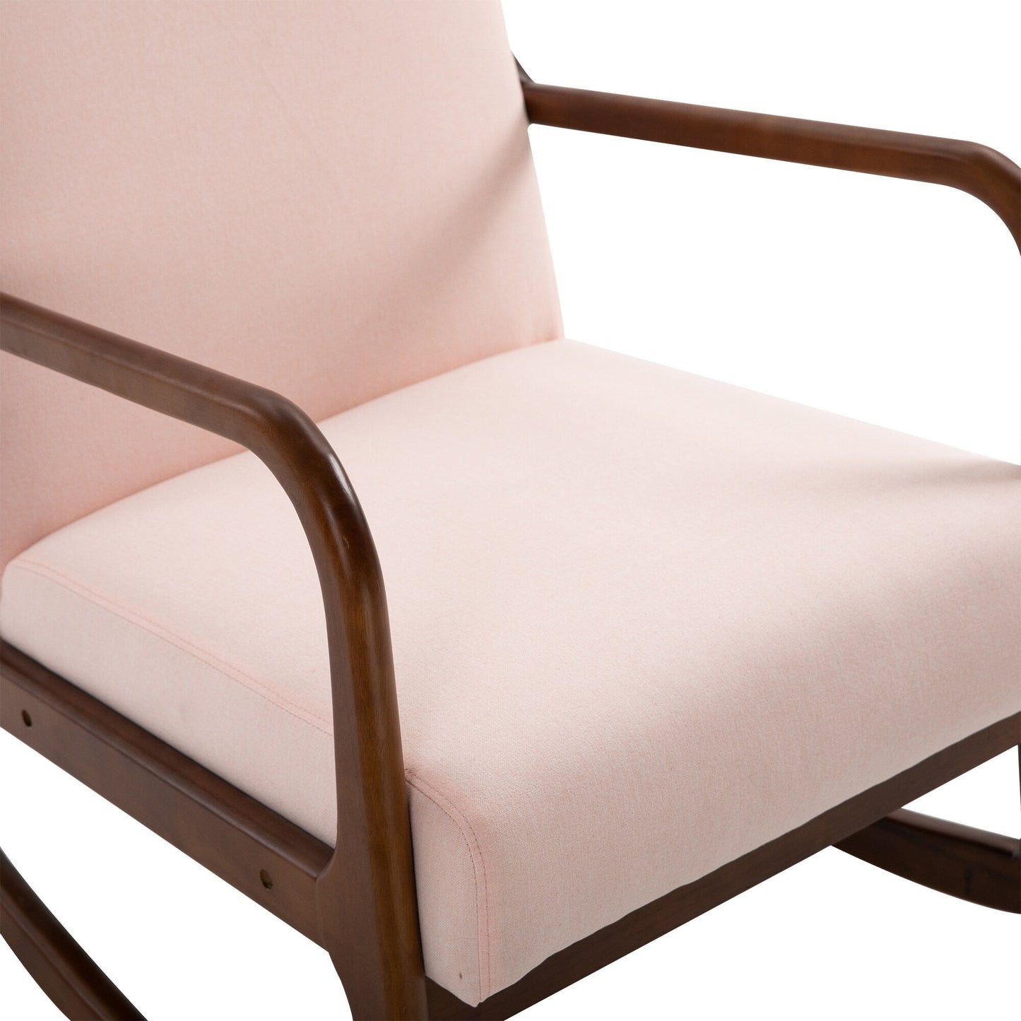 Fauteuil à bascule HOMCOM avec base en bois courbé, fauteuil à bascule en tissu avec assise rembourrée Meubles de maison Chambre Salon Détente