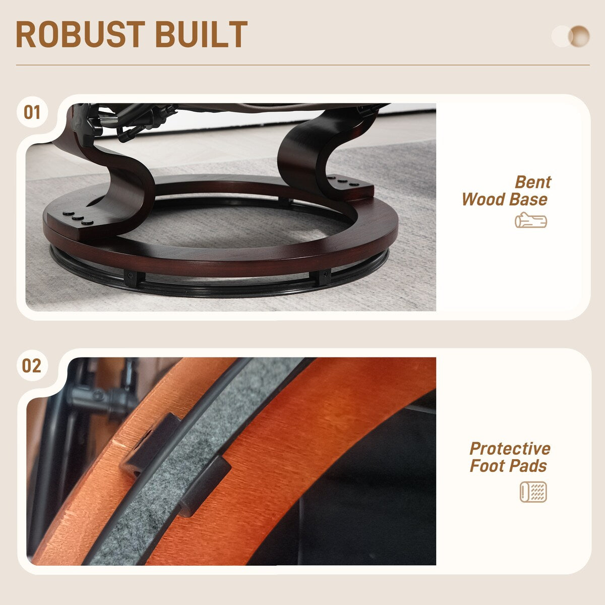 Fauteuil inclinable pivotant et ottoman HOMCOM, fauteuil inclinable en similicuir avec dossier haut