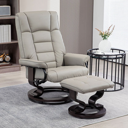 Fauteuil inclinable pivotant et ottoman HOMCOM, fauteuil inclinable en similicuir avec dossier haut