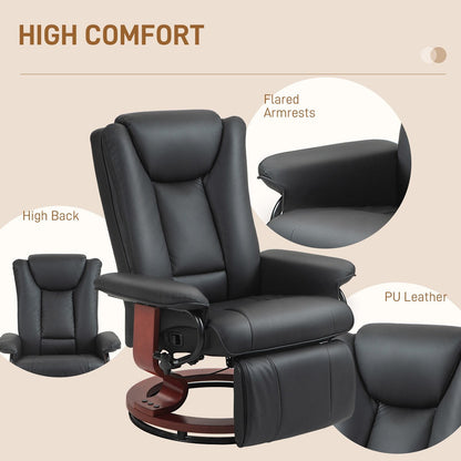 Fauteuil inclinable pivotant HOMCOM, fauteuil inclinable en cuir synthétique pour salon, canapé inclinable moderne avec repose-pieds