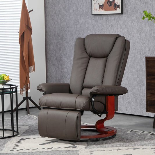 Fauteuil inclinable pivotant HOMCOM, fauteuil inclinable en cuir synthétique pour salon, canapé inclinable moderne avec repose-pieds