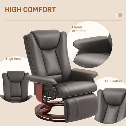 Fauteuil inclinable pivotant HOMCOM, fauteuil inclinable en cuir synthétique pour salon, canapé inclinable moderne avec repose-pieds