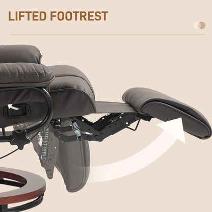 Fauteuil inclinable pivotant HOMCOM, fauteuil inclinable en cuir synthétique pour salon, canapé inclinable moderne avec repose-pieds