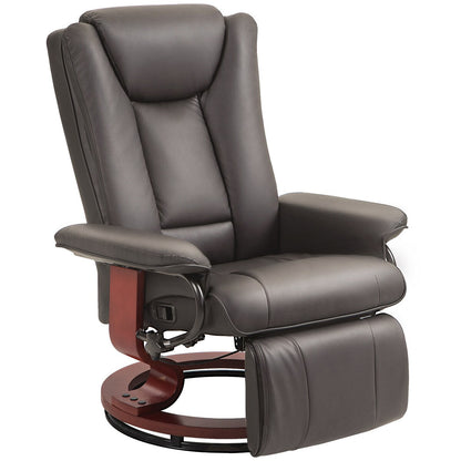 Fauteuil inclinable pivotant HOMCOM, fauteuil inclinable en cuir synthétique pour salon, canapé inclinable moderne avec repose-pieds
