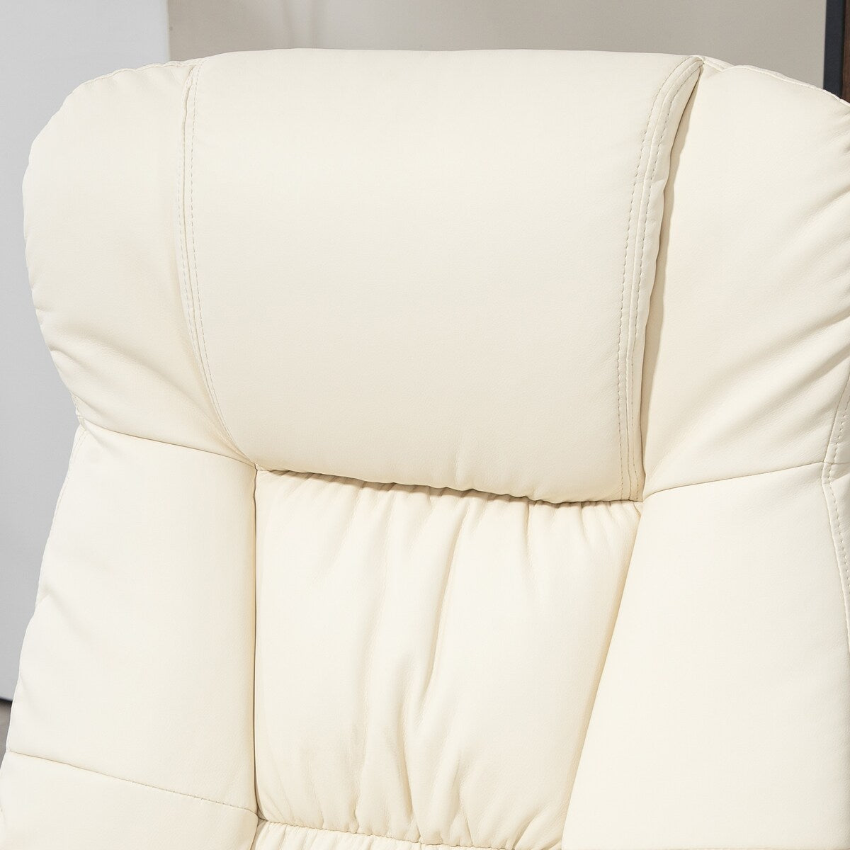 Fauteuil inclinable pivotant HOMCOM avec repose-pieds, similicuir et base enveloppée, blanc crème