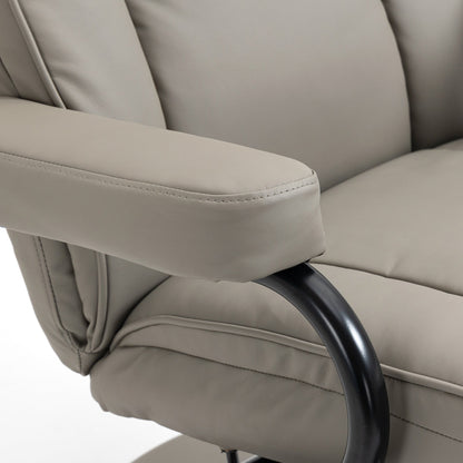 Fauteuil inclinable pivotant HOMCOM, fauteuil manuel en cuir PU avec repose-pieds ottoman pour salon, bureau, chambre