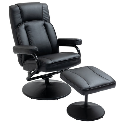 Fauteuil inclinable pivotant HOMCOM, fauteuil manuel en cuir PU avec repose-pieds ottoman pour salon, bureau, chambre