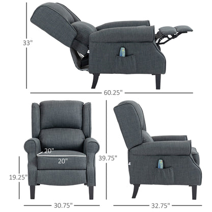 Fauteuil de massage vibrant et chauffant HOMCOM, canapé d'appoint rembourré, fauteuil inclinable de massage avec télécommande