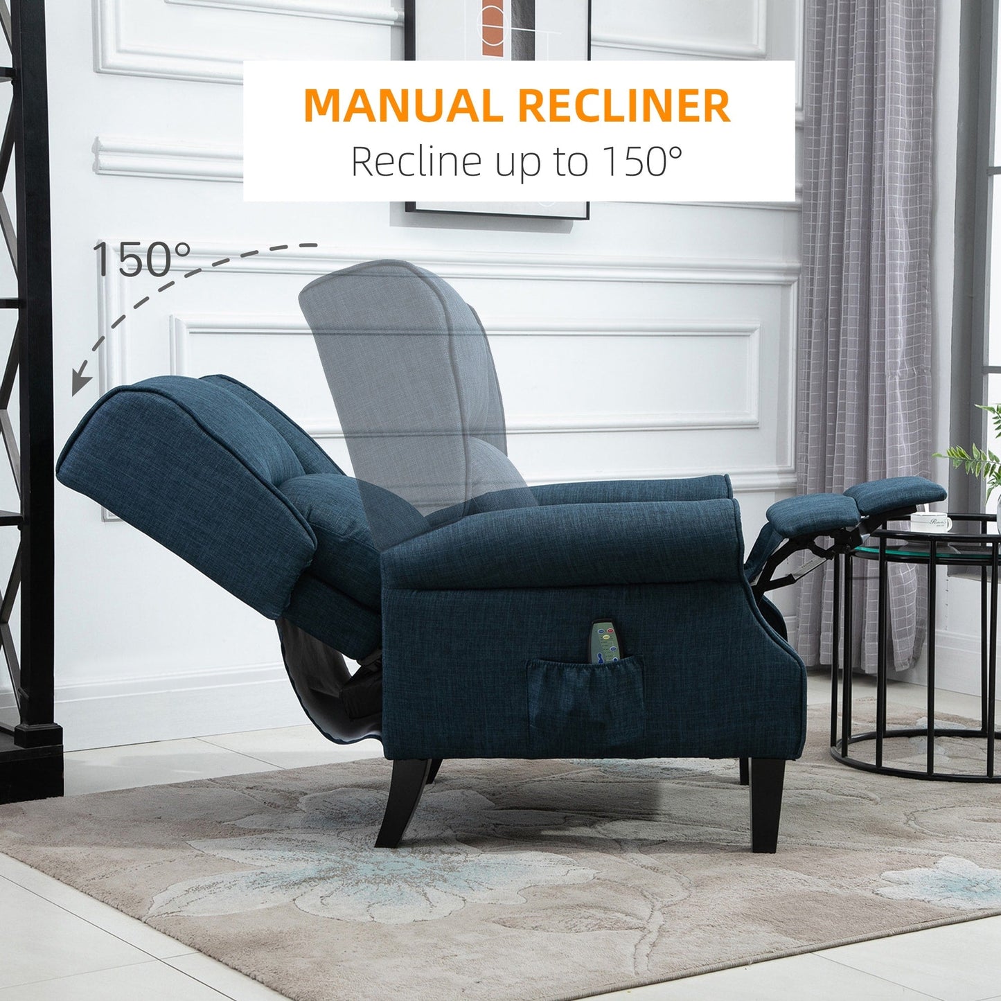 Fauteuil de massage vibrant et chauffant HOMCOM, canapé d'appoint rembourré, fauteuil inclinable de massage avec télécommande