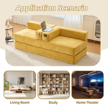 HOMEFUN Canapé-lit convertible pliable en mousse à mémoire de forme avec coussins et revêtement en chenille pour le salon