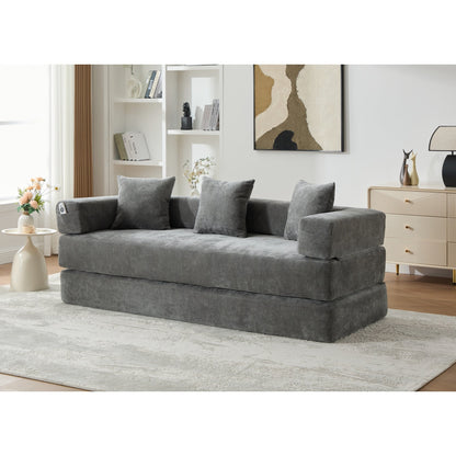 HOMEFUN Canapé-lit convertible pliable en mousse à mémoire de forme avec coussins et revêtement en chenille pour le salon