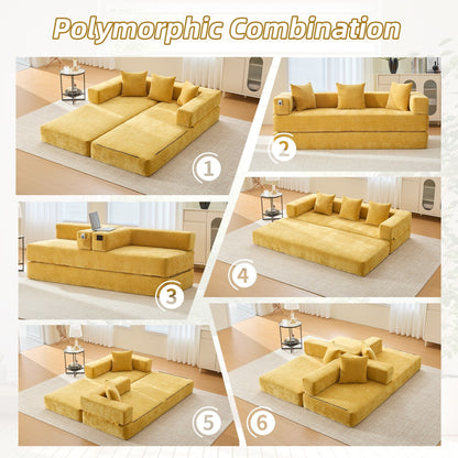 HOMEFUN Canapé-lit convertible pliable en mousse à mémoire de forme avec coussins et revêtement en chenille pour le salon