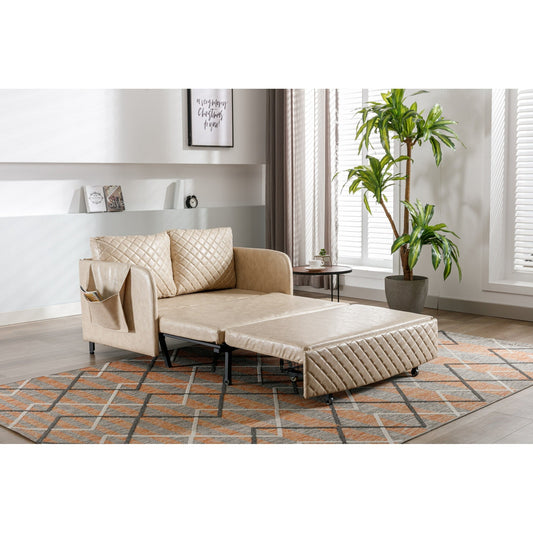 Canapé-lit convertible en lin/PU avec rangement et tête de lit HOMEFUN