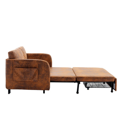 Canapé-lit convertible en lin/PU avec rangement et tête de lit HOMEFUN