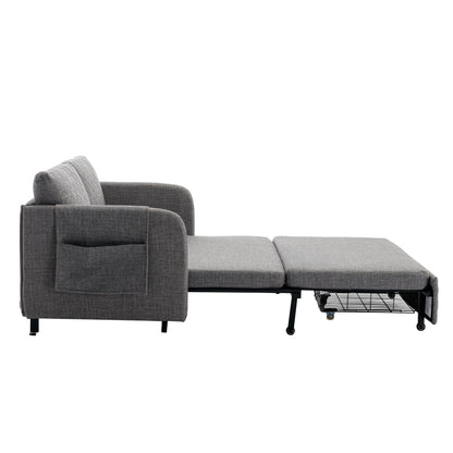 Canapé-lit convertible en lin/PU avec rangement et tête de lit HOMEFUN