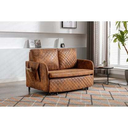 Canapé-lit convertible en lin/PU avec rangement et tête de lit HOMEFUN