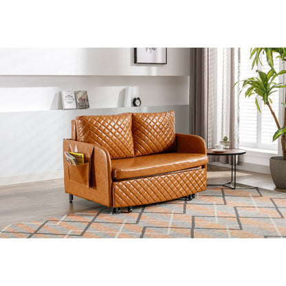 Canapé-lit convertible en lin/PU avec rangement et tête de lit HOMEFUN