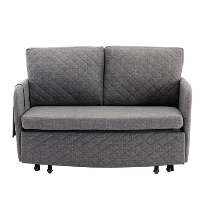 Canapé-lit convertible en lin/PU avec rangement et tête de lit HOMEFUN