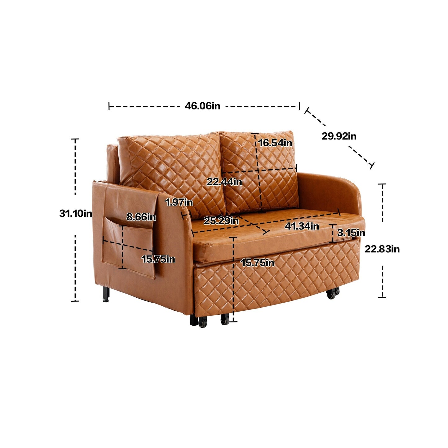 Canapé-lit convertible en lin/PU avec rangement et tête de lit HOMEFUN